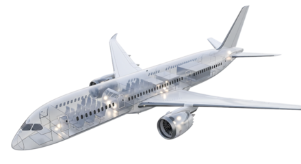 Modern airplane isolated on transparent background