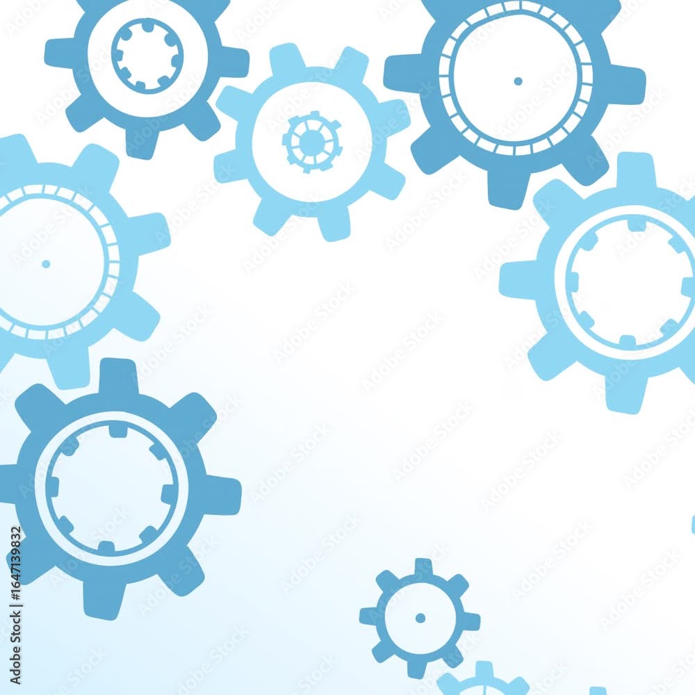 Aufkleber Abstract Rotating Gears: Seamless Loop Animation of Interlocking Cogs,  Smooth Motion Graphics Background for Technology and Engineering Projects.