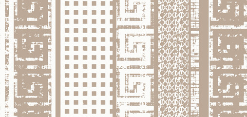 artistic neutral beige tan linen cream brown colours linen fabric textile texture stripe lines plaid checkered geometry seamless pattern design in vector for home and fashion prints weave fabric weave