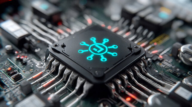Microchip circuit technology electronic processor motherboard digital hardware futuristic innovation power modern system