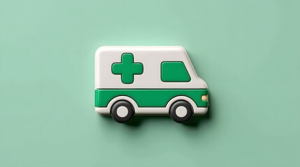 Colorful Toy Ambulance Icon Representing Healthcare and Emergency Services for Children