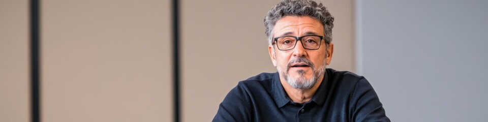 Obraz premium Middle-aged Hispanic male manager engages with team during report review in modern meeting room