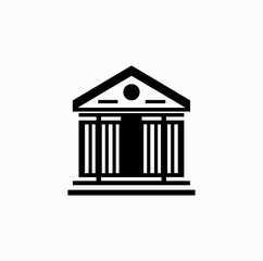Bank Building Silhouette – Minimalist Financial Institution Icon