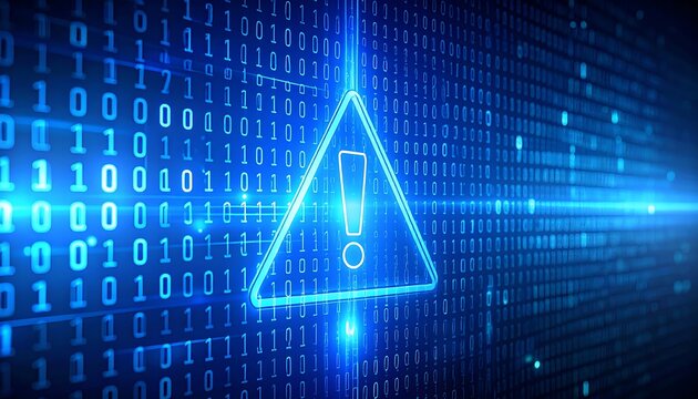 Digital Hazard Warning Alert with Binary Code Abstract Background Design