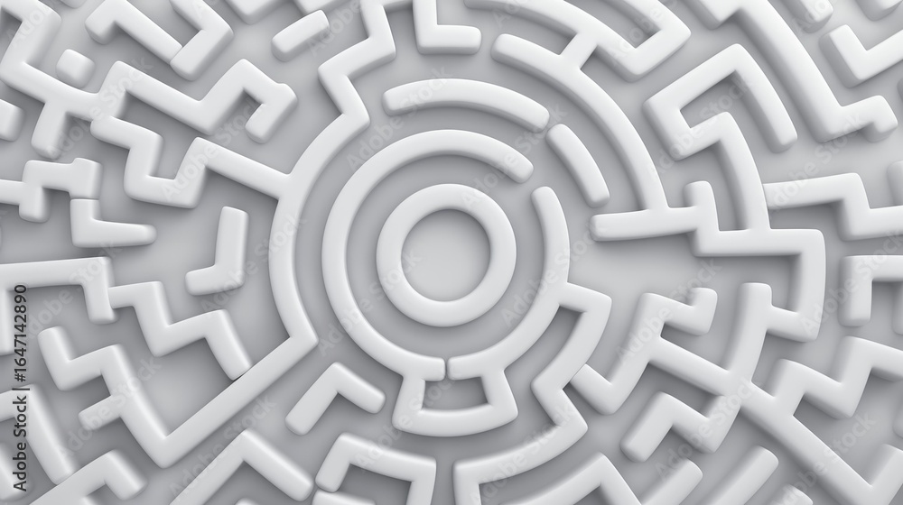 Aufkleber discover a unique seamless pattern of 3d labyrinths in concentric circles, featuring pure white tone