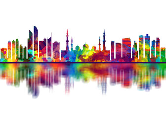 Obraz premium Abu Dhabi UAE Skyline. Cityscape Skyscraper Buildings Landscape City Downtown Abstract Art