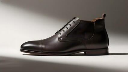 Elegant Brown Leather Shoe with Lace-Up Design