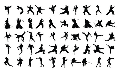 Set of Silhouettes of Martial Arts