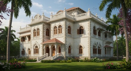 Fototapeta premium Luxury living spaces: colonial design perspective