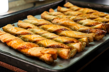 Caramel and puff pastry Twist. Puff pastry. Dessert
