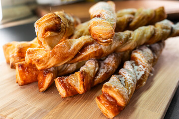 Caramel and puff pastry Twist. Puff pastry. Dessert