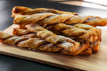 Caramel and puff pastry Twist. Puff pastry. Dessert