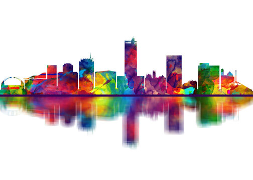 Amarillo Texas Skyline. Cityscape Skyscraper Buildings Landscape City Downtown Abstract Art