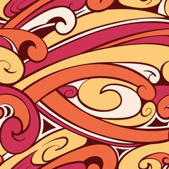 Psychedelic Orange and Red Swirl Seamless Pattern