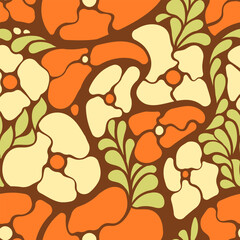 Orange Yellow Mosaic Seamless Pattern