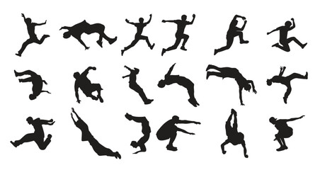 set parkour silhouette vector illustration