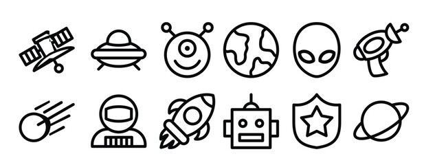 Space Sci Fi Outline Icon Collection