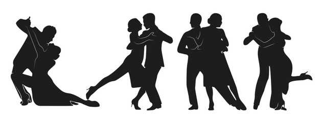 Tango Dancers Silhouettes Set