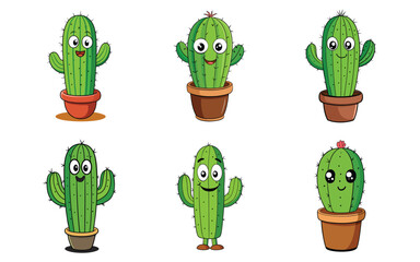 Adorable Cartoon Cactus Collection, cactus png © MstShikha