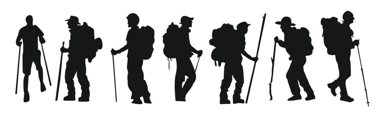 vector set of hiker and backpacker adventure different style