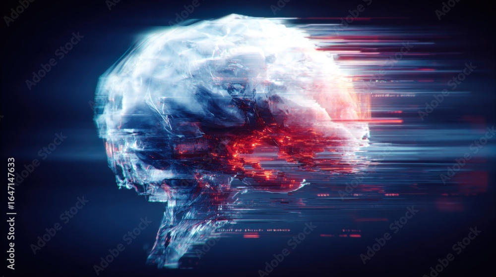 Poster this image is a digital representation of a brain with a burst of color and energy