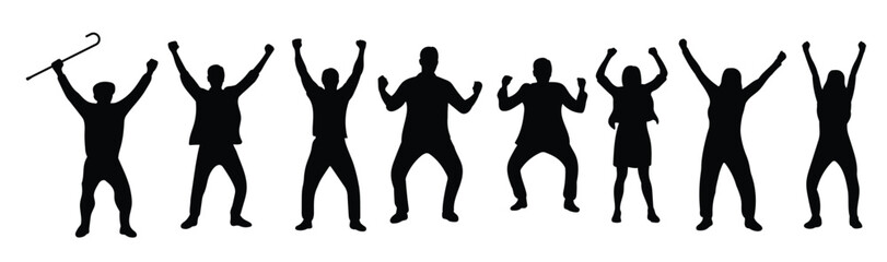 silhouette of a happy person raising hands illustration