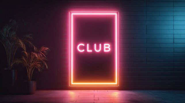 Vibrant neon sign glowing with 'CLUB' text, creating a modern and inviting atmosphere perfect for nightlife, events, and entertainment advertising
