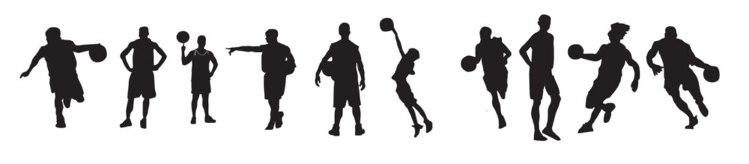  vector collection of silhouettes of basketball players