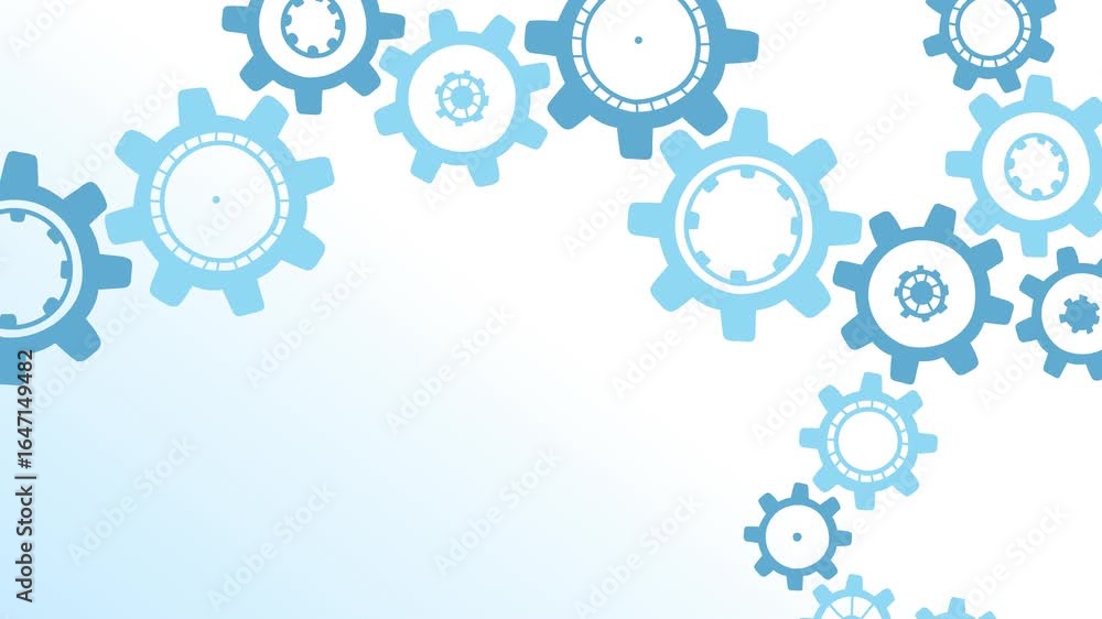 Aufkleber smooth rotating gears: abstract technology background loop, seamless animation, 4k resolution.