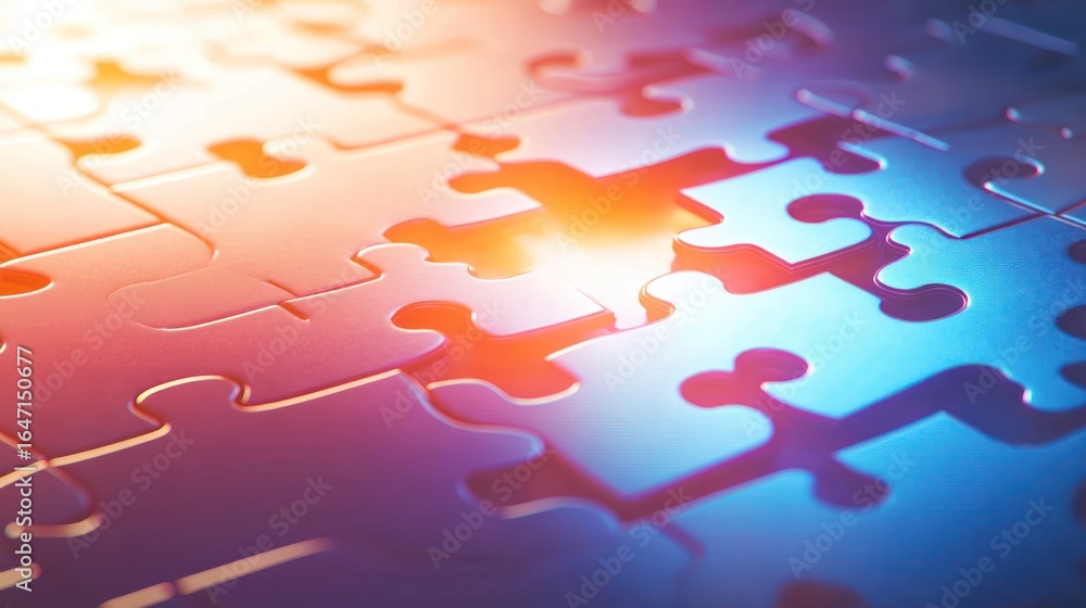 Poster illuminating puzzle solution: a symbol of strategy and completeness in business