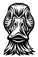 Tribal Duck Head Vector Illustration – Black and White Animal Tattoo Design