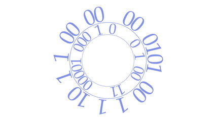 2進数のデジタル数字が円周上に並ぶイラスト：背景透過