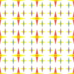 Geometric Starburst Arrangement: Repeating Pattern with Bright Colors