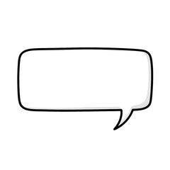 Fototapeta premium Drawing illustration of a white rectangular bubble speech with black outline isolated on white background