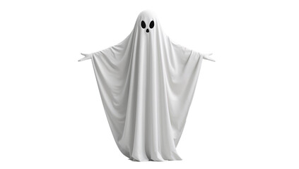 Ghostly figure on black background evoking halloween and paranormal themes