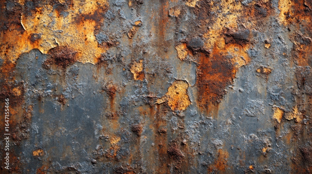 Poster abstract rusty metallic texture with peeling paint, useful for loft style design, website design and