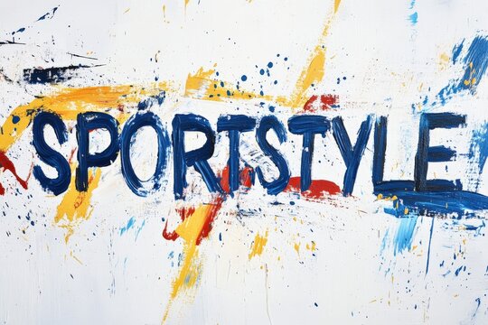 Sportstyle text painted with colorful splashes, abstract art