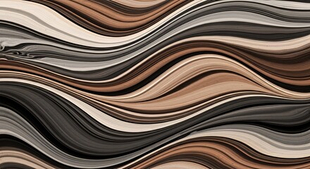 Abstract Wavy Pattern in Neutral Brown Beige Black Colors for Modern Artistic Design