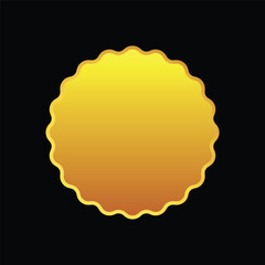 Blank gold badge flat vector design on black background