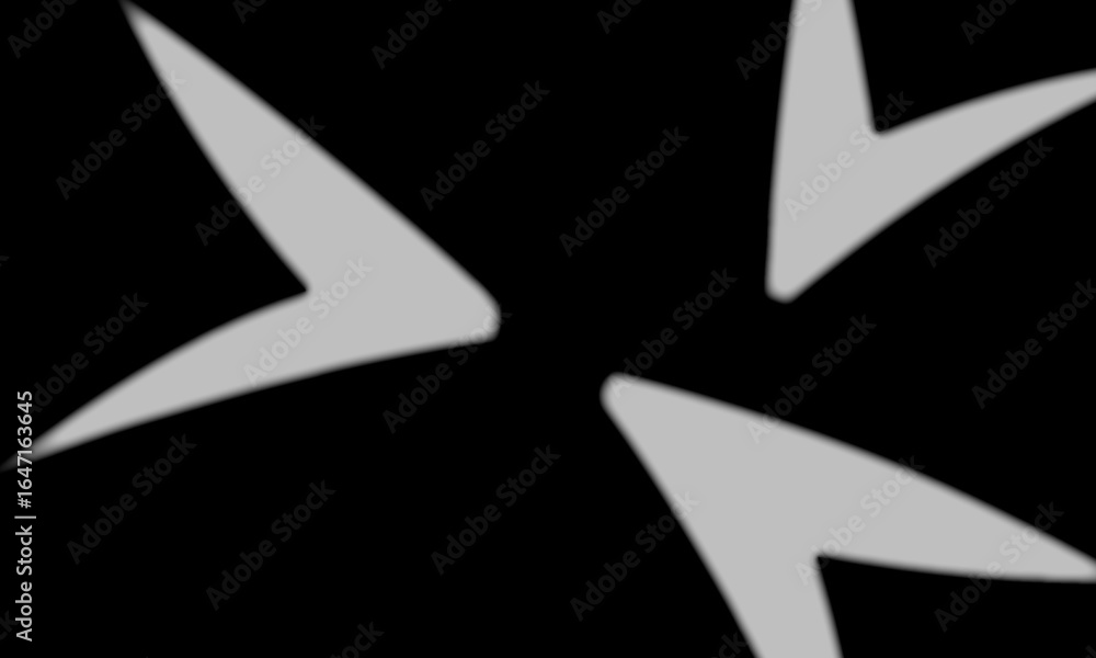 Poster abstract depiction of three gray arrow shapes pointing inward on a stark black background space desi