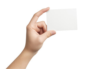 Obraz premium Man holding a blank rectangular piece of brown paper isolated on white or transparent background.PNG