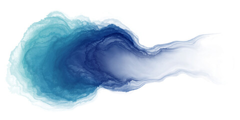 Blue watercolor paint with liquid fluid isolated on transparent background for design elementsPaint Background 092