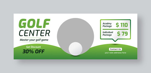 Golf tournament web banner template or social media cover. Annual sports tournament competition event golf banner design