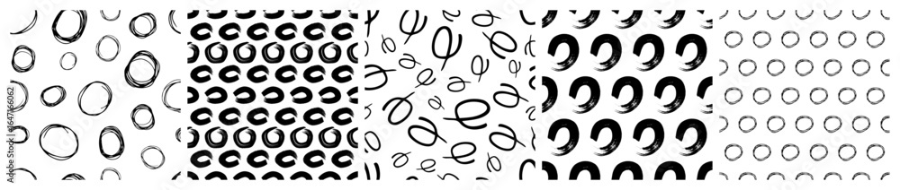 Aufkleber set of seamless patterns with scribble smears