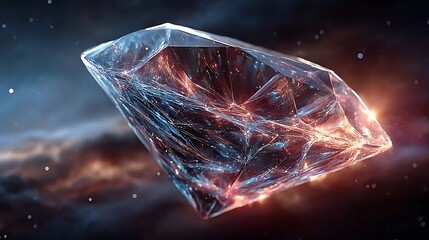Dazzling diamond floating in cosmic mist high resolution picture