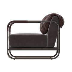 Contemporary Lounge Chair with Bauhaus-style base, side profile, isolated.