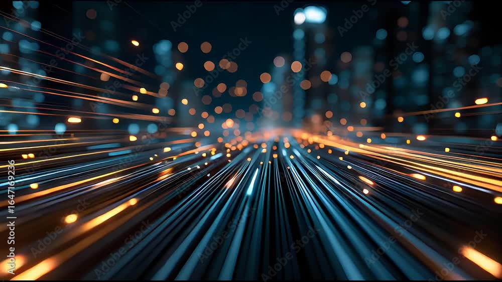 Aufkleber futuristic data stream: a visual representation of high-speed information networks and digital commu
