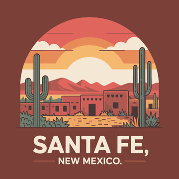 Santa Fe New Mexico Adobe Sunset Poster