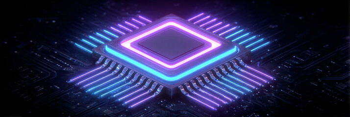 MICROCHIP CON ILUMINACIÓN NEÓN, REPRESENTACIÓN 3D