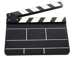 Fototapeta premium And white movie clapper board isolated on a transparent background